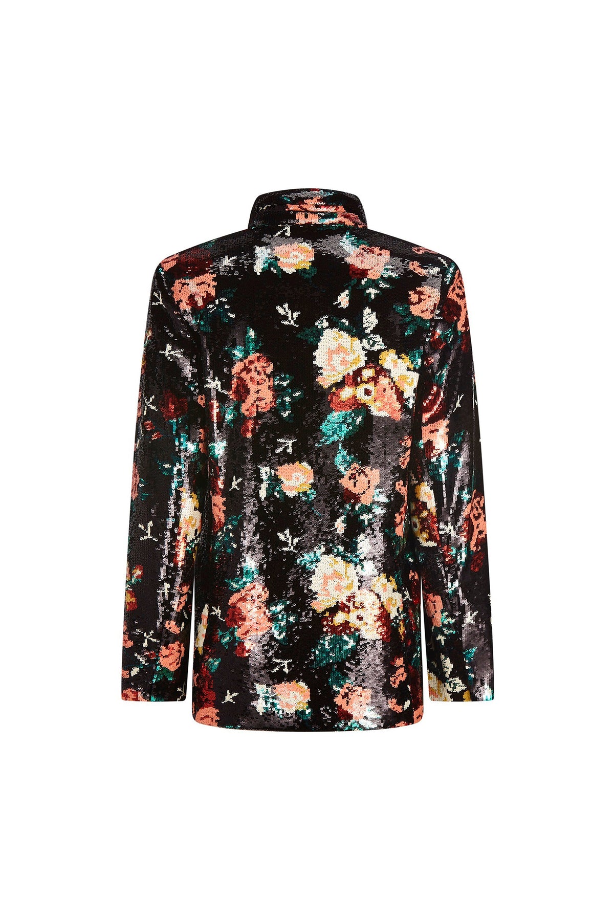 'EMMA BLACK SEQUIN FLORAL' DOUBLE BREASTED BLAZER - - Libertine