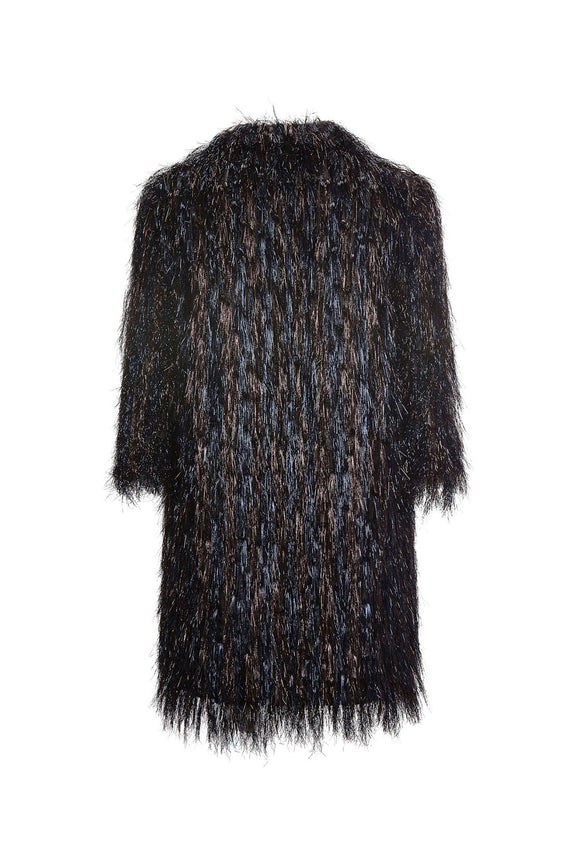 'GLAMOUR MONSTER' INKY BLACK OPEN LAPEL COAT - COATS - Libertine