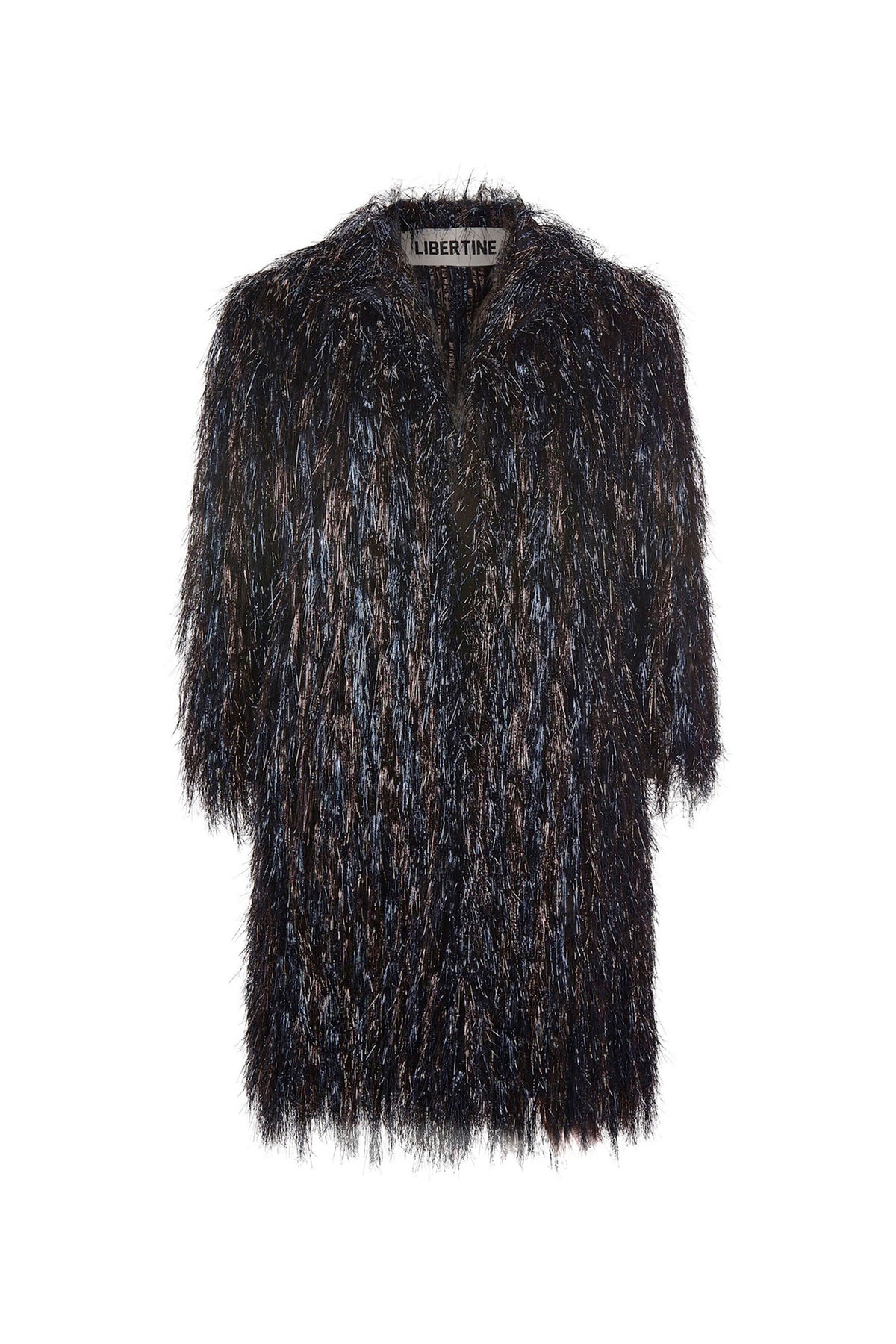 'GLAMOUR MONSTER' INKY BLACK OPEN LAPEL COAT - COATS - Libertine