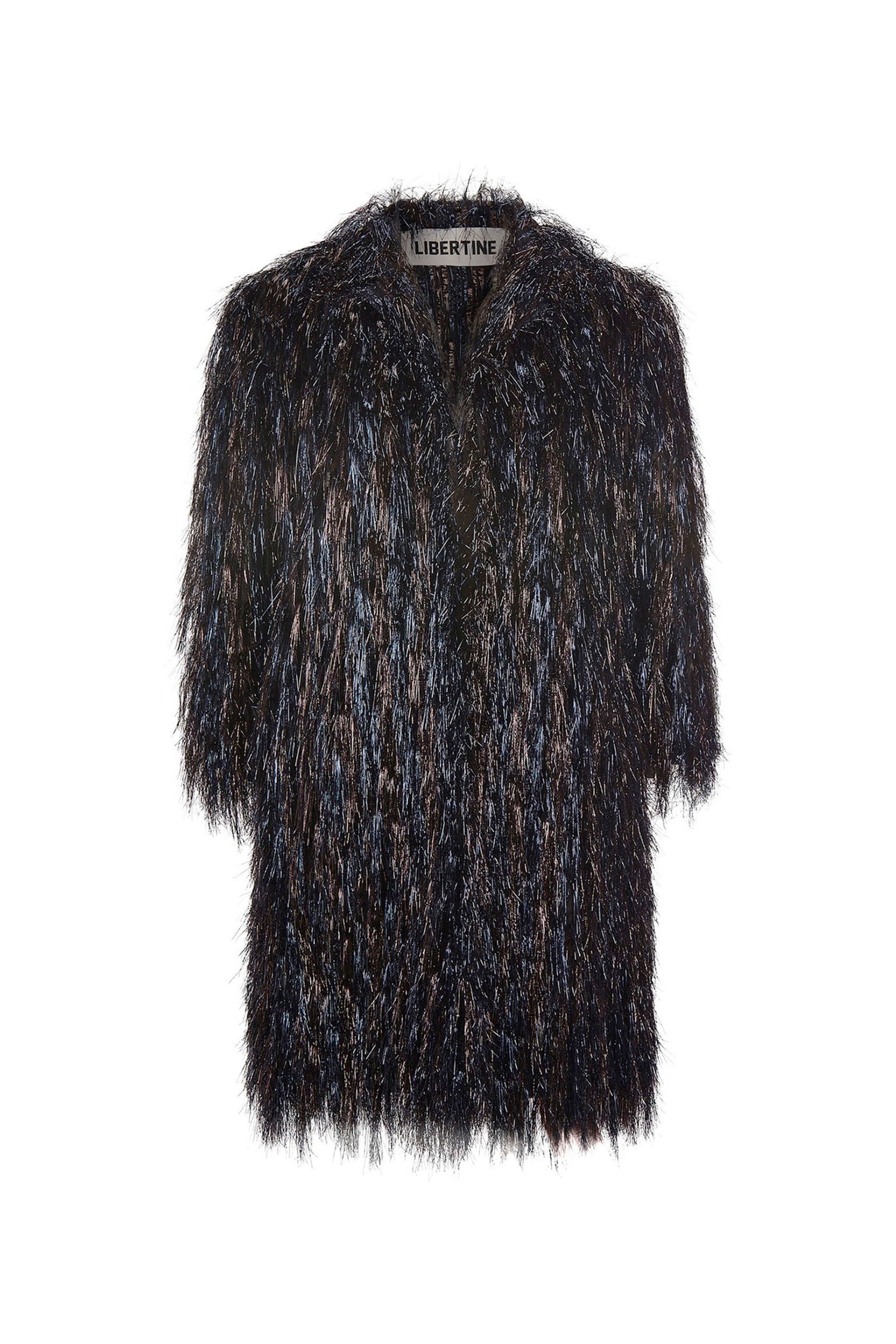 'GLAMOUR MONSTER' INKY BLACK OPEN LAPEL COAT - COATS - Libertine