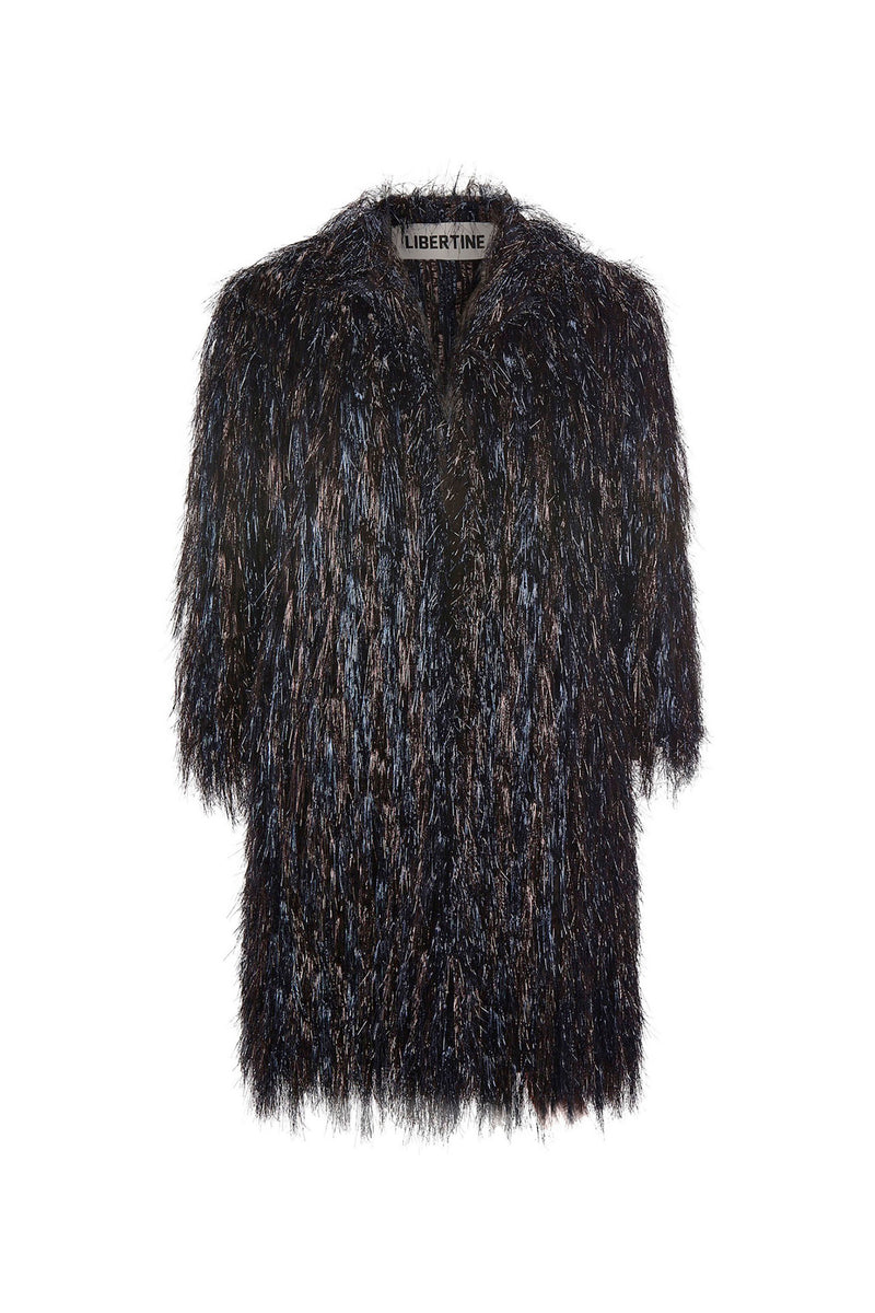 'GLAMOUR MONSTER' INKY BLACK OPEN LAPEL COAT - COATS - Libertine