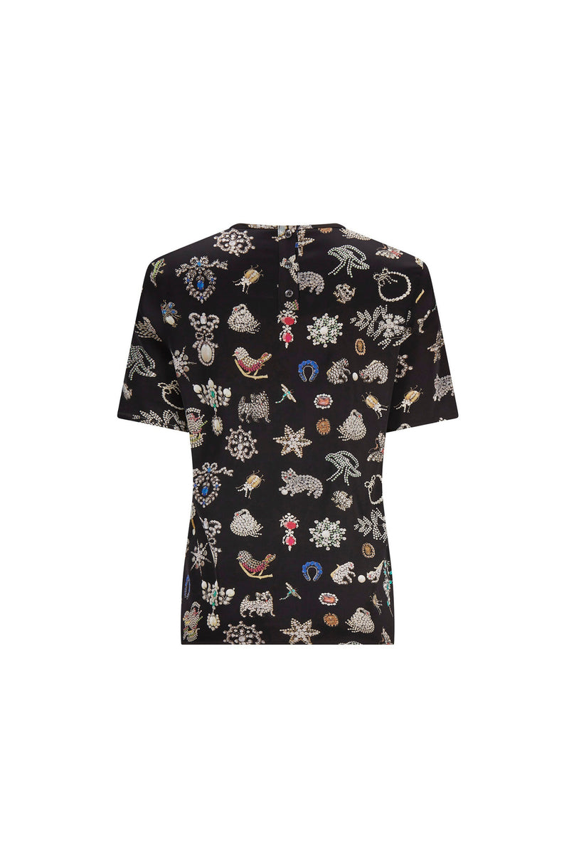 'BLACK DIAMOND PINS' SHORT SLEEVE BLOUSE - - Libertine