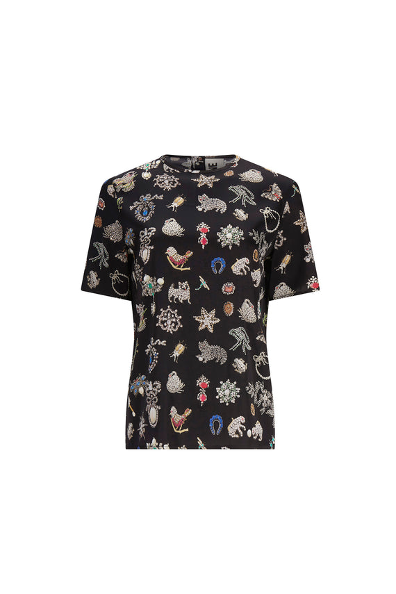 'BLACK DIAMOND PINS' SHORT SLEEVE BLOUSE - - Libertine - Main image
