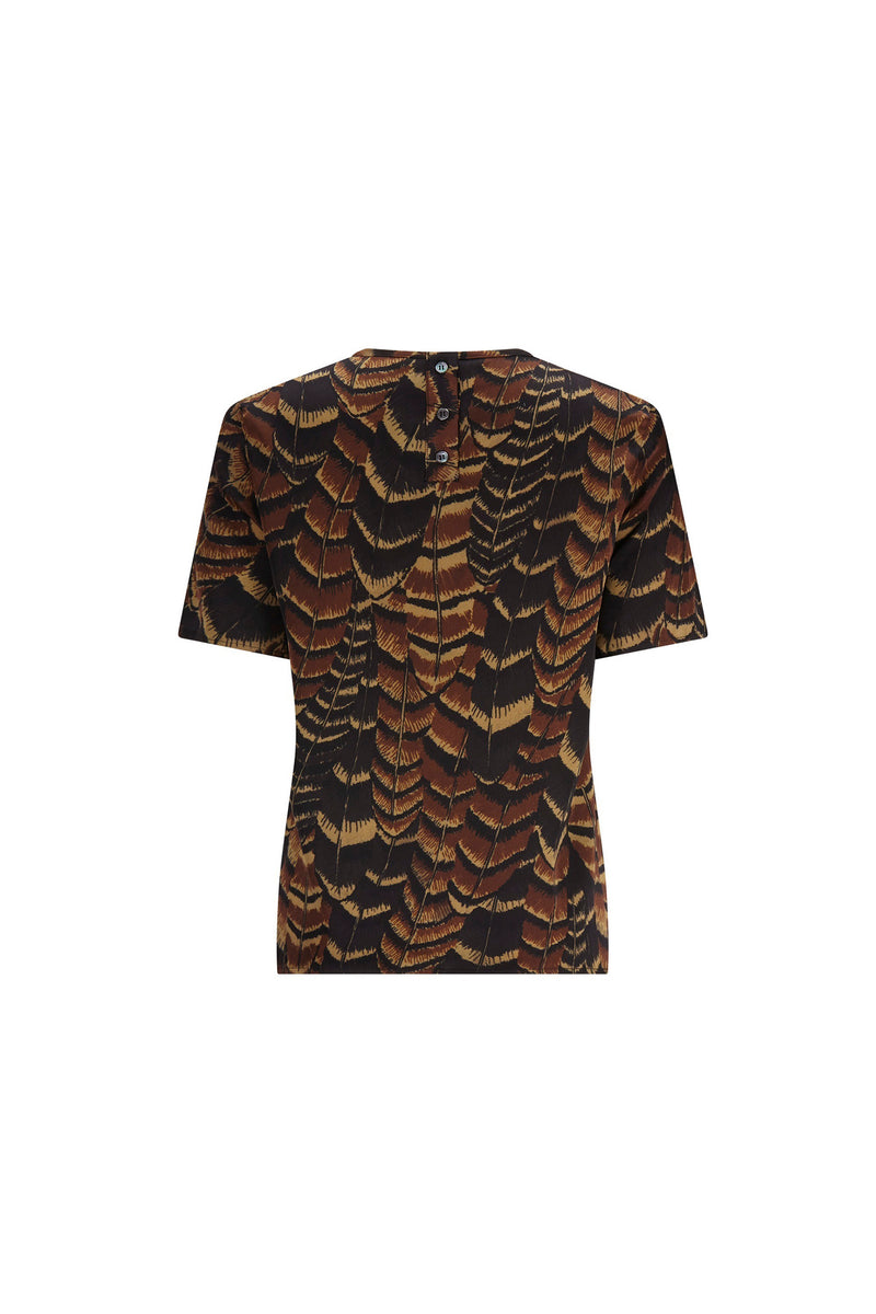 'FEATHERS' SHORT SLEEVE BLOUSE - - Libertine
