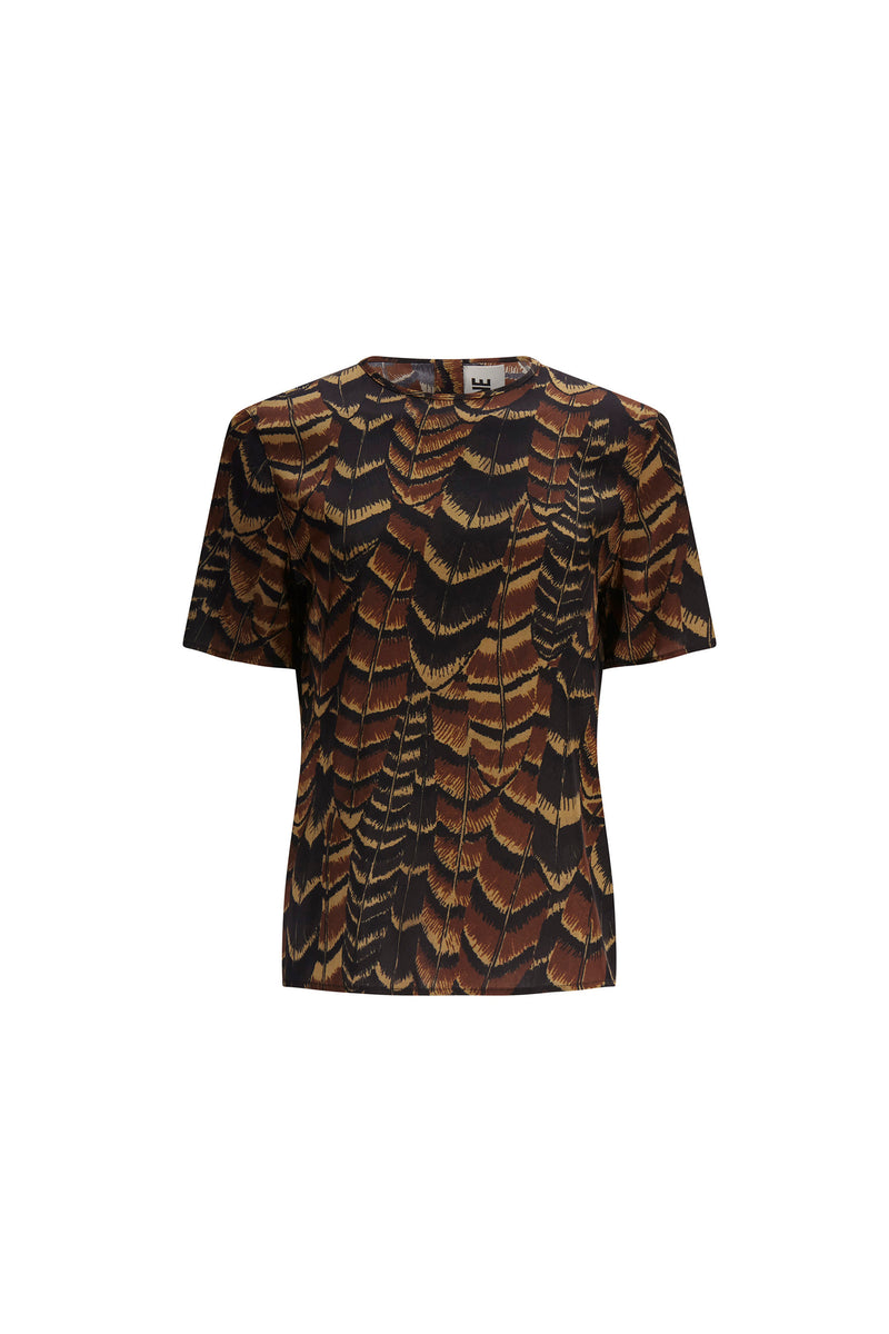 'FEATHERS' SHORT SLEEVE BLOUSE - - Libertine