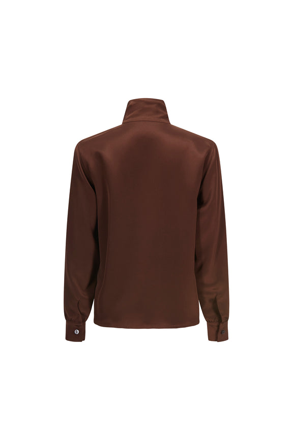 'COCOA POWDER' SLIM KEITH TIE BLOUSE -  - Libertine