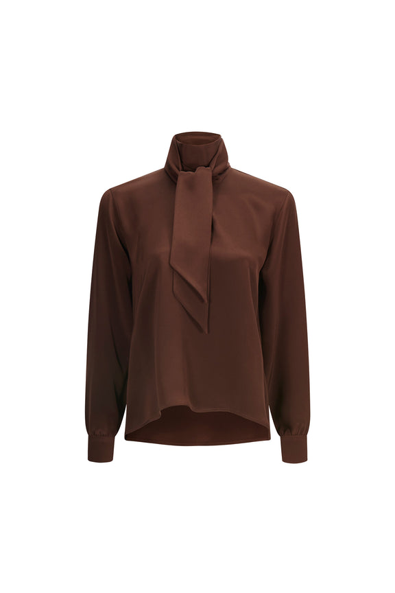 'COCOA POWDER' SLIM KEITH TIE BLOUSE -  - Libertine