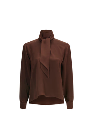'COCOA POWDER' SLIM KEITH TIE BLOUSE