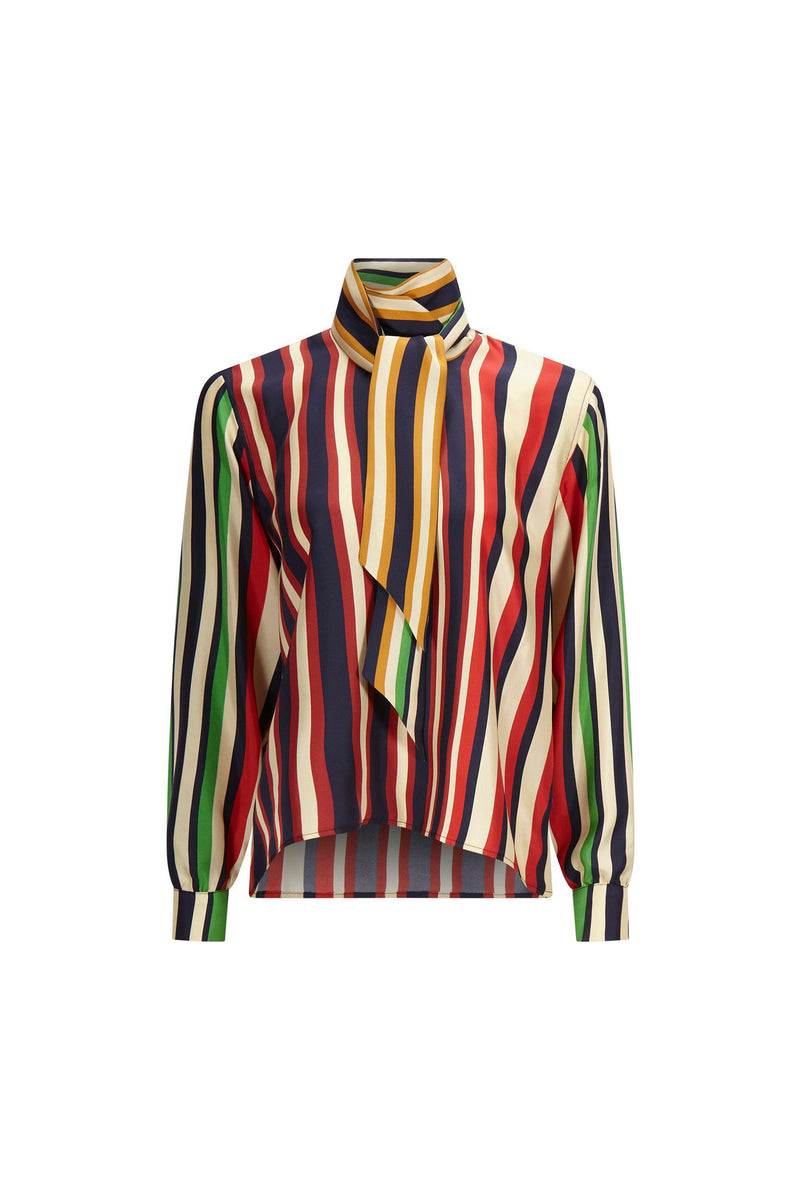 'ETON STRIPE' SLIM KEITH TIE BLOUSE - TOPS - Libertine