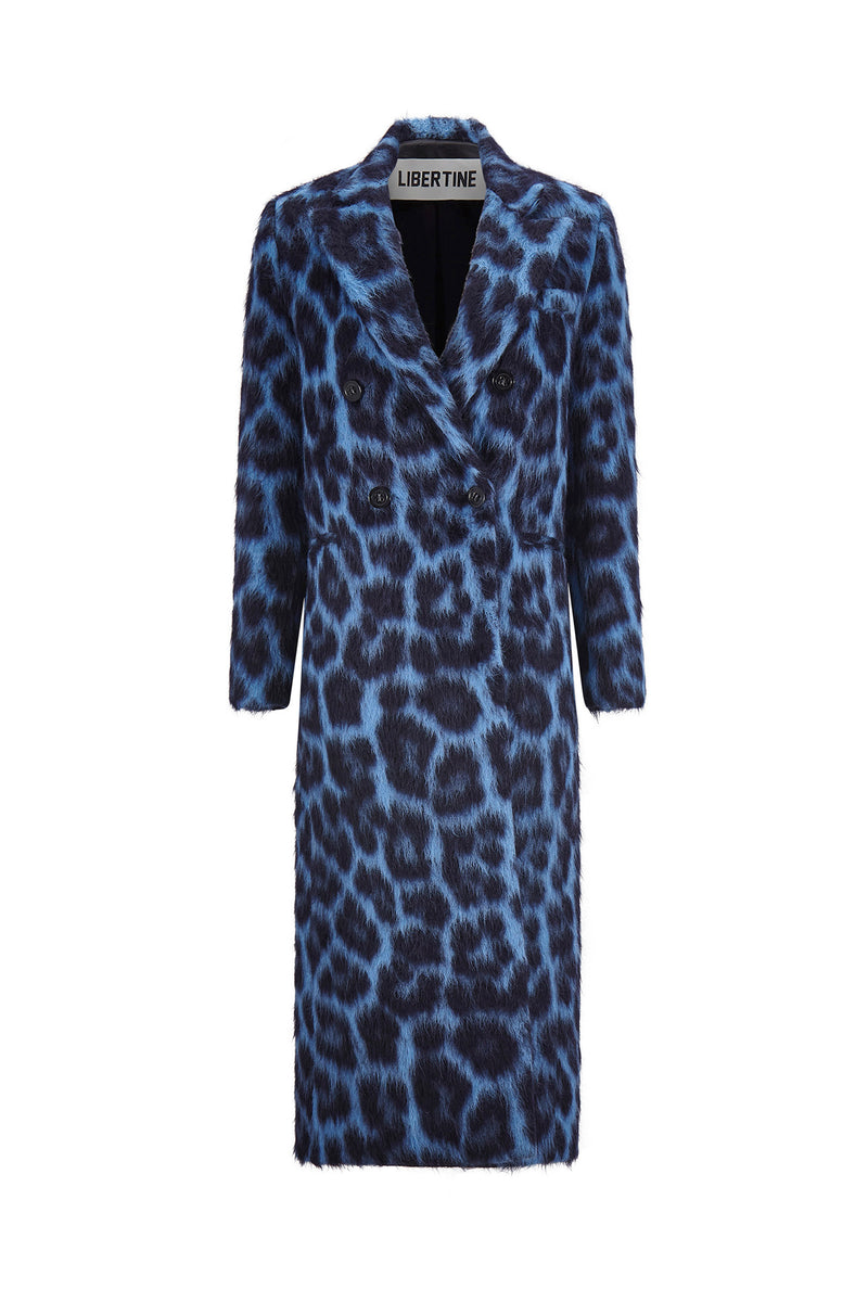 'LONDON LEOPARDO' MIDI LENGTH DOUBLE BREASTED COAT - - Libertine