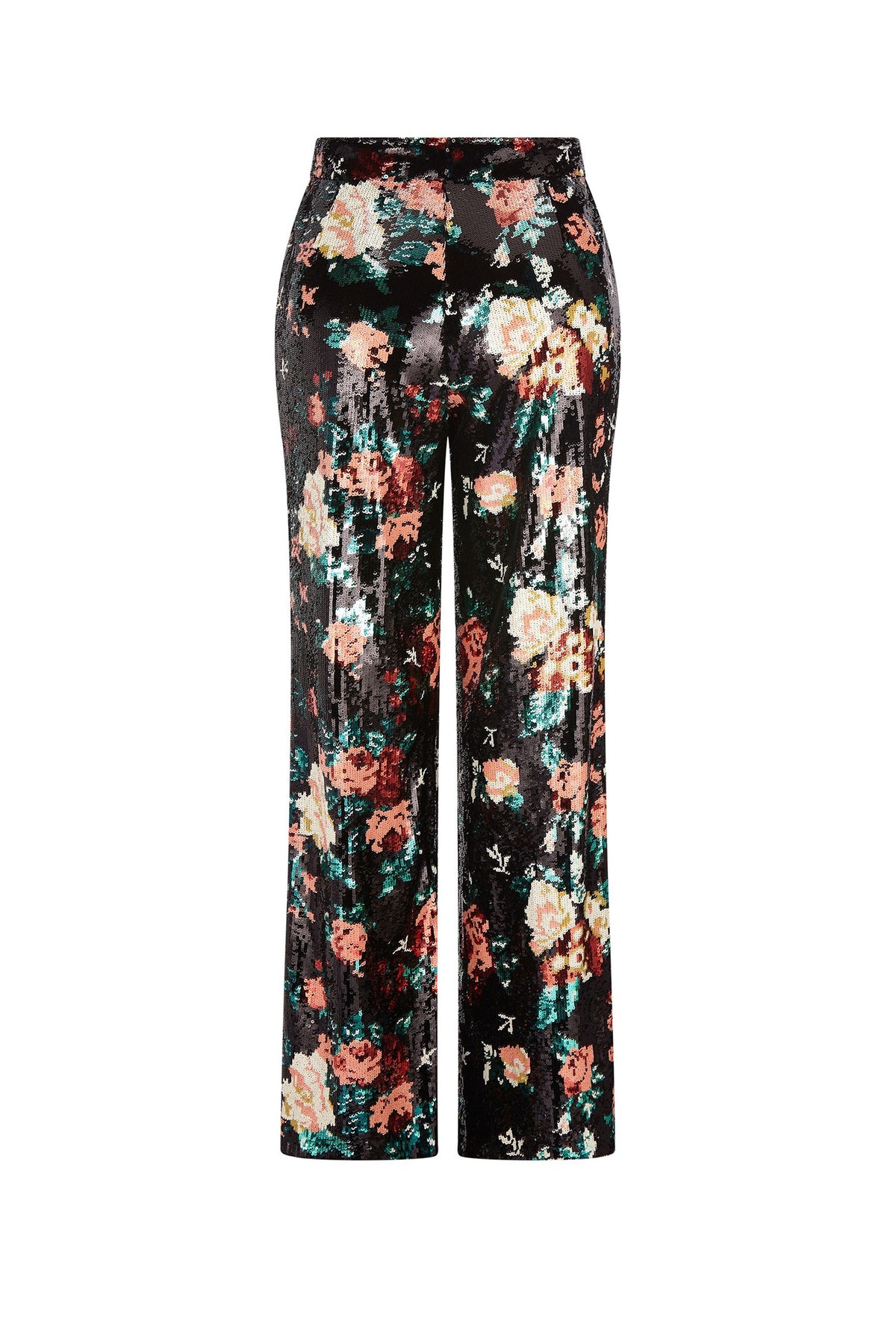 'EMMA BLACK SEQUIN FLORAL' WIDE LEG PANTS - - Libertine