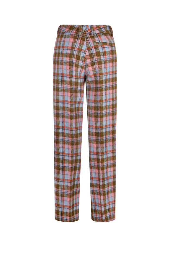 'WOOLIE PINK TARTAN' PLEATED PANTS - - Libertine