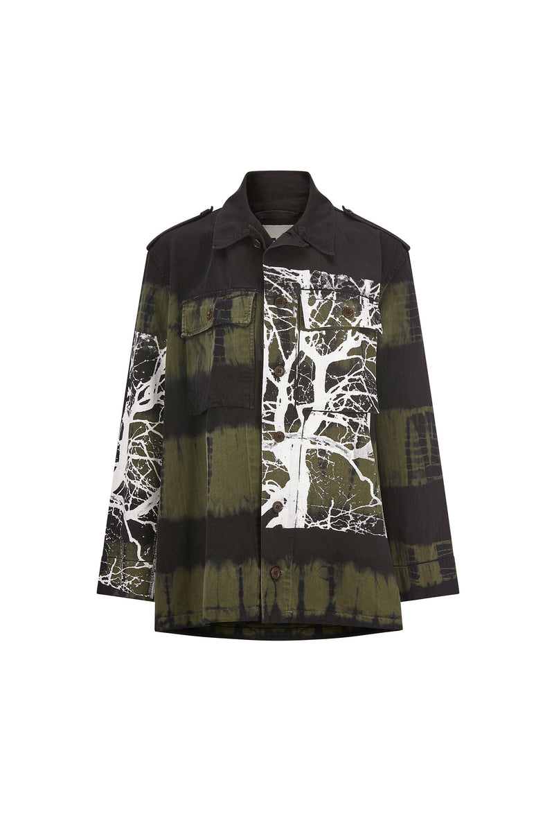 'MIDNIGHT FOREST' TIE DYE VINTAGE FRENCH MILITARY JACKET - - Libertine