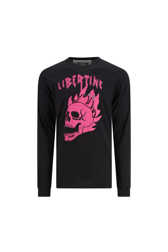 'LIB FLAMING SKULL PINK' UNISEX LONG SLEEVE T SHIRT - - Libertine - Main image