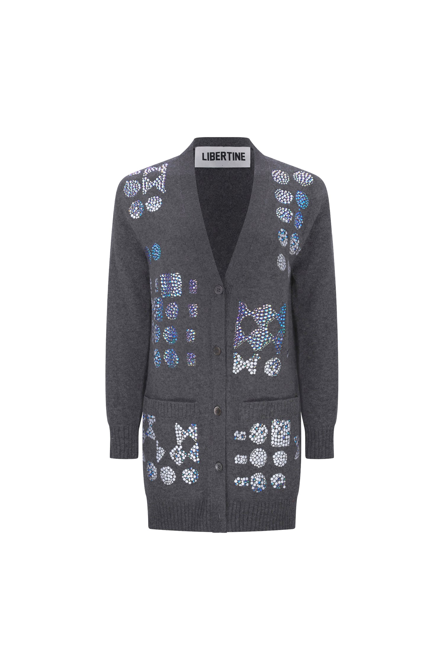 'GEOMETRIC' OVERSIZED CHARCOAL CARDIGAN -  - Libertine