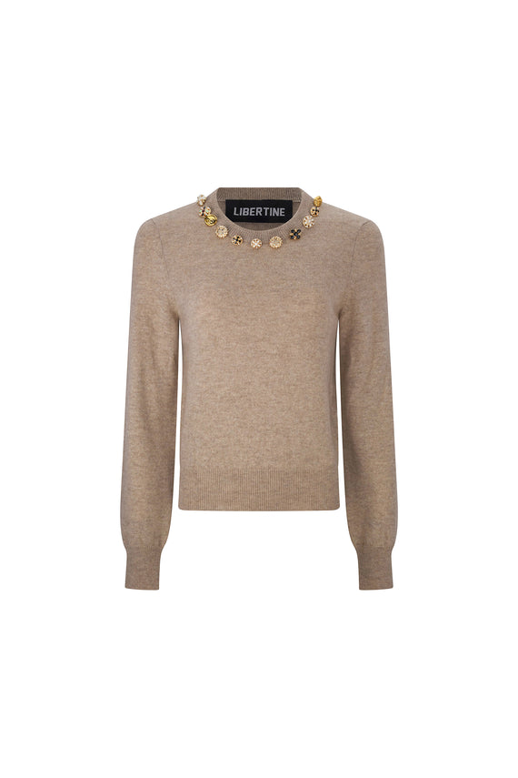 'BUTTON LUXE' SHRUNKEN PULLOVER SWEATER -  - Libertine