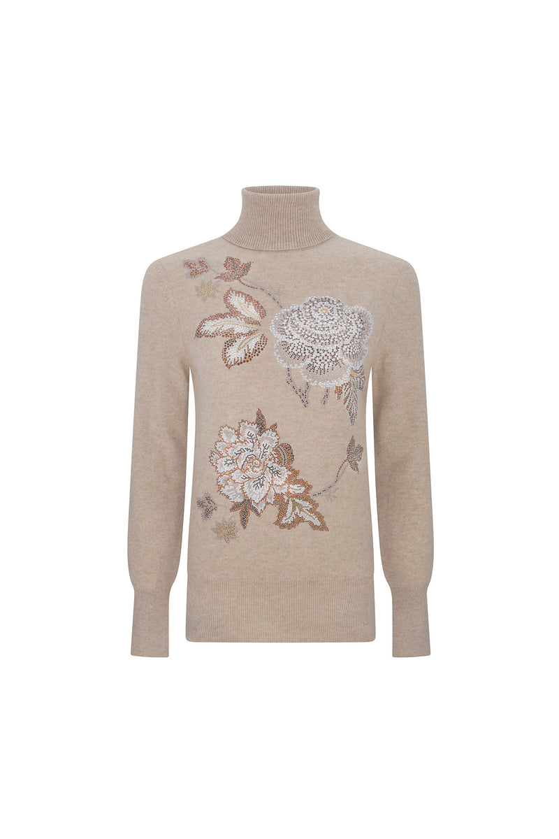 'LUXE BOUQUET BROWN' SLIM TURTLENECK - - Libertine