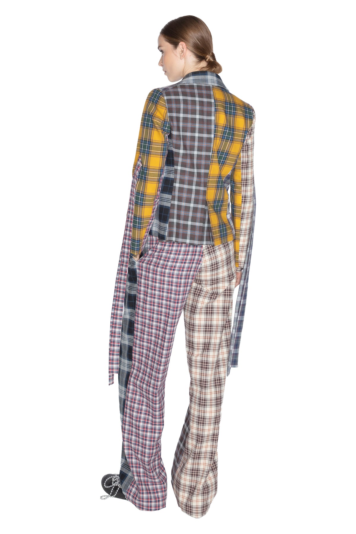 'VIBRANT PLAID MIXES' L/S SHORT JACKET WITH STRAPS - - Libertine