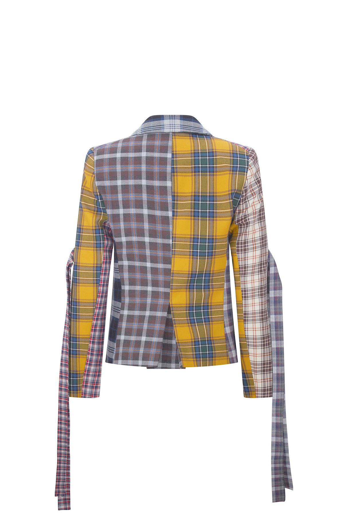 'VIBRANT PLAID MIXES' L/S SHORT JACKET WITH STRAPS - - Libertine