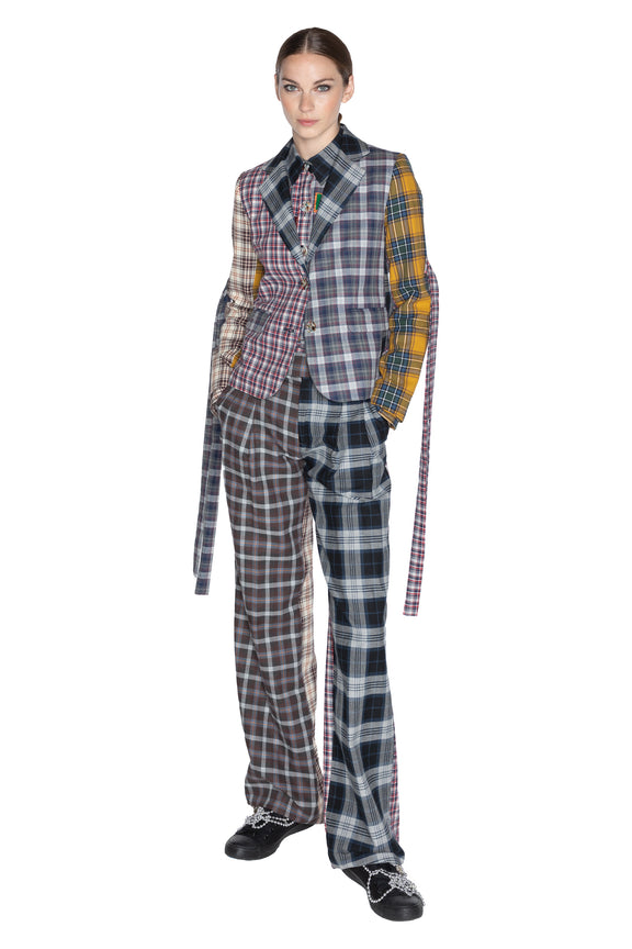 'VIBRANT PLAID MIXES' L/S SHORT JACKET WITH STRAPS -  - Libertine