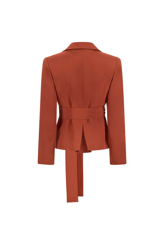 'BURNT ORANGE' BELTED L/S SHORT JACKET -  - Libertine