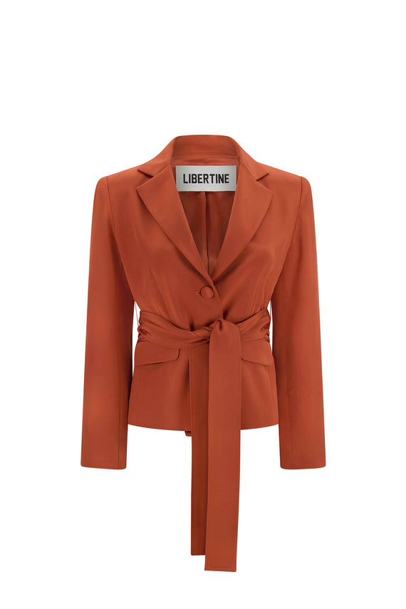 'BURNT ORANGE' BELTED L/S SHORT JACKET - - Libertine - Main image