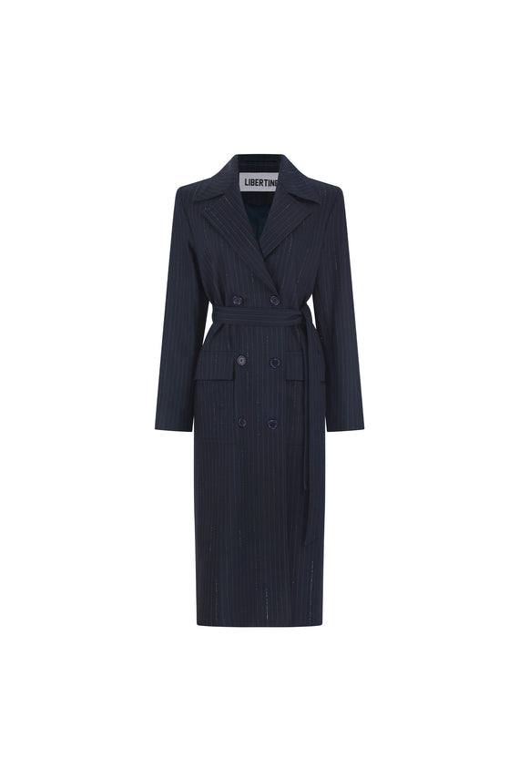 'CRYSTAL PINSTRIPE' LONG TRENCH COAT -  - Libertine