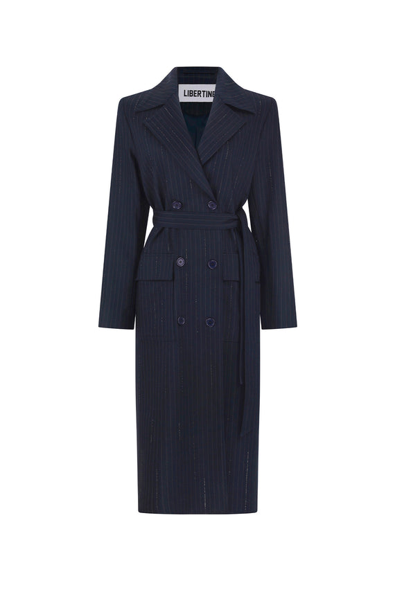 'CRYSTAL PINSTRIPE' LONG TRENCH COAT - - Libertine - Main image