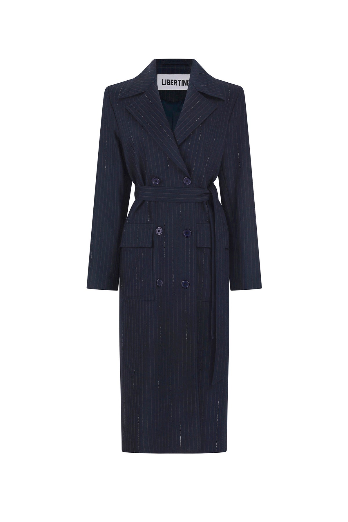 'CRYSTAL PINSTRIPE' LONG TRENCH COAT - - Libertine