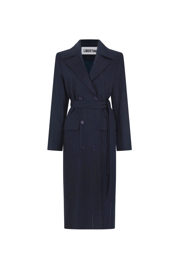 'CRYSTAL PINSTRIPE' LONG TRENCH COAT -  - Libertine