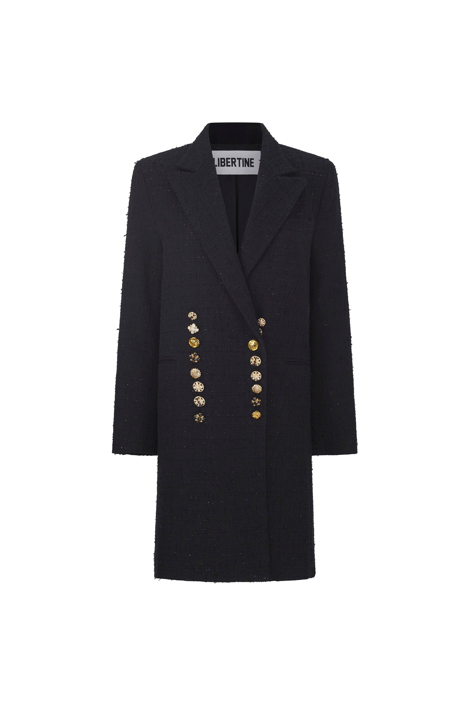 'BUTTON LUXE' MIDI LENGTH DOUBLE BREASTED COAT -  - Libertine