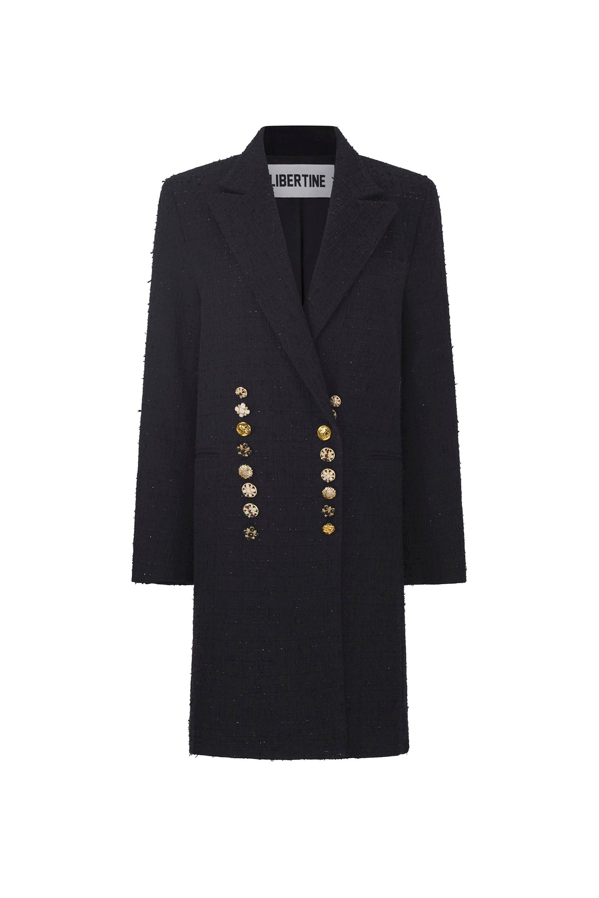 'BUTTON LUXE' MIDI LENGTH DOUBLE BREASTED COAT - - Libertine