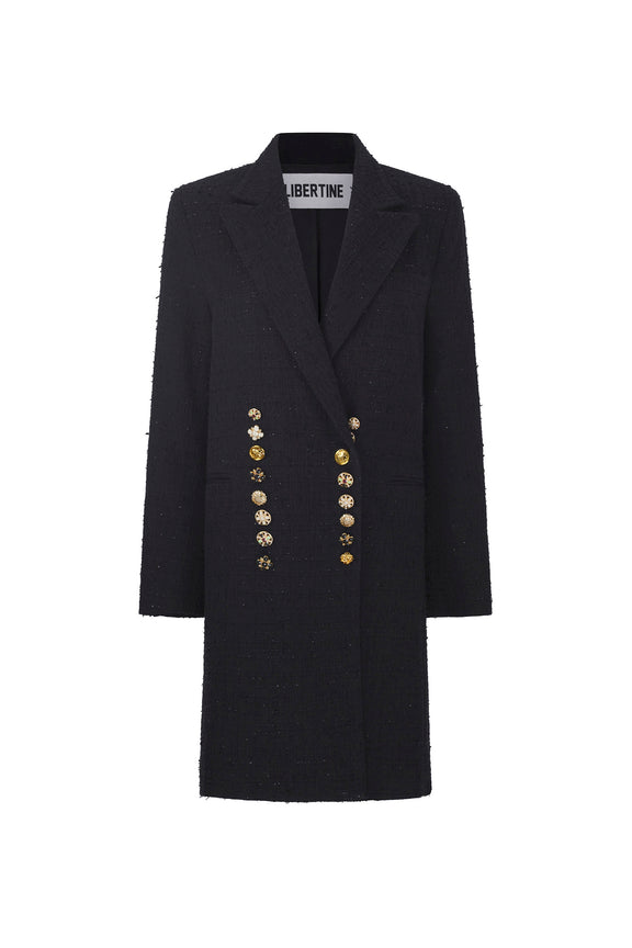 'BUTTON LUXE' MIDI LENGTH DOUBLE BREASTED COAT - - Libertine
