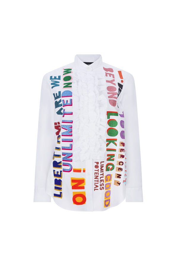 'UNLIMITED POTENTIAL' DECONSTRUCTED TUXEDO SHIRT - - Libertine