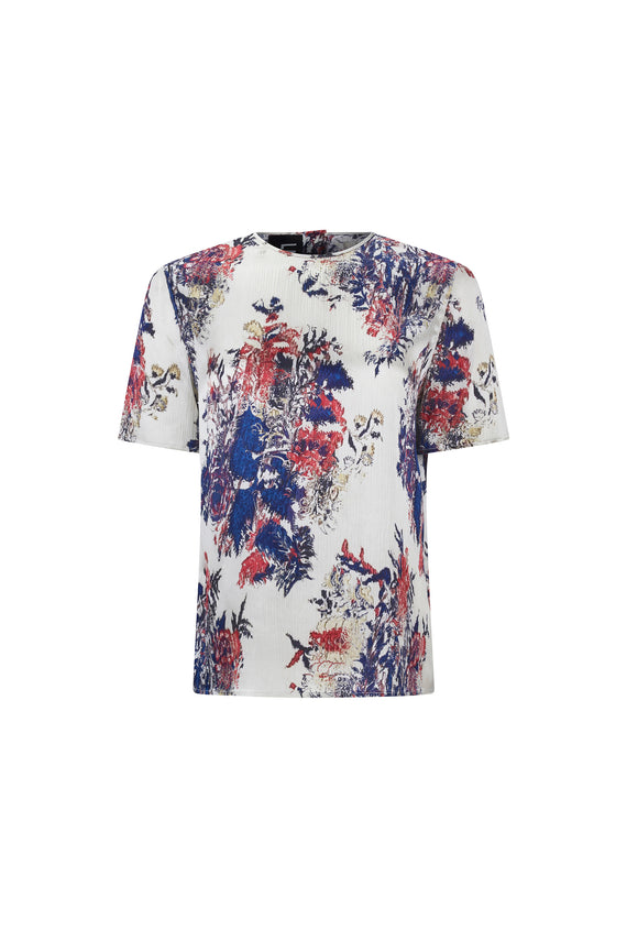 'GLITCHED FLORAL' SHORT SLEEVE BLOUSE - - Libertine - Main image