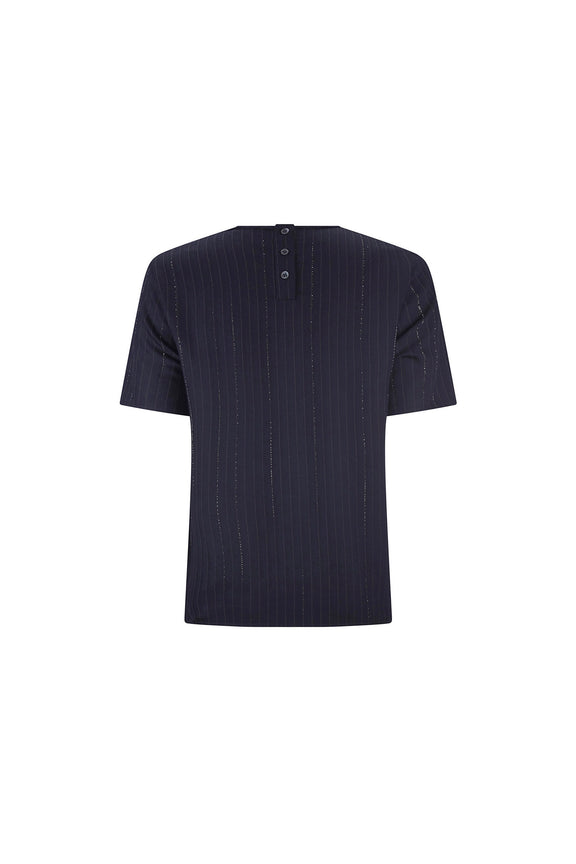 'CRYSTAL PINSTRIPE' SHORT SLEEVE BLOUSE -  - Libertine