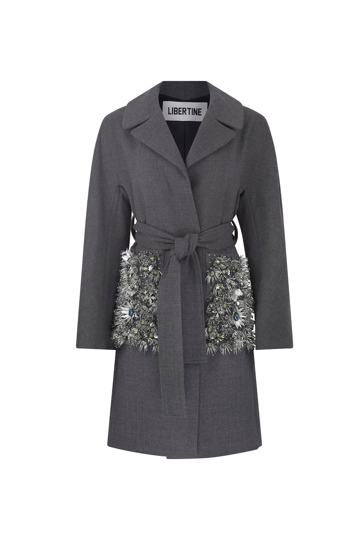 'THE HOLIDAY' PATCH POCKET WRAP COAT - - Libertine