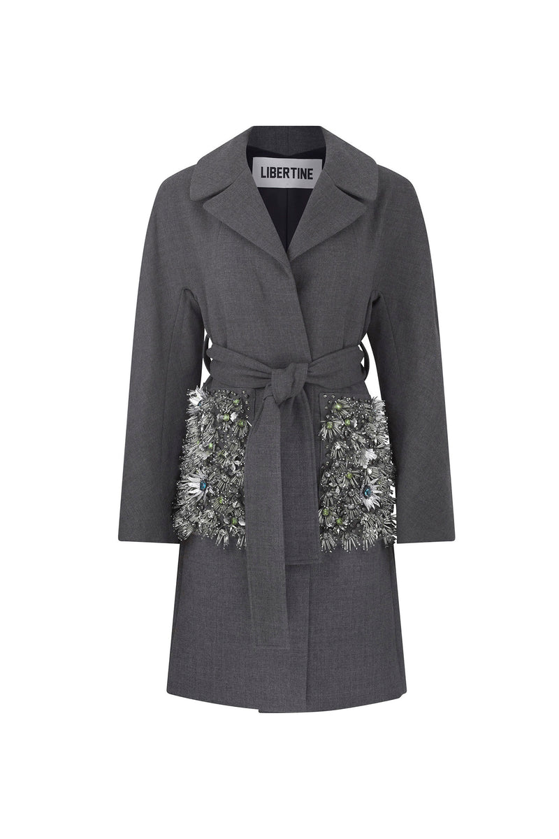'THE HOLIDAY' PATCH POCKET WRAP COAT - - Libertine