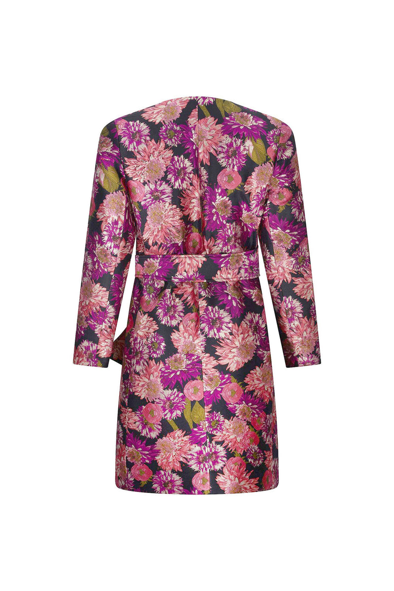 'PINK WISH JACQUARD' VIENNA COLLARLESS COAT - - Libertine