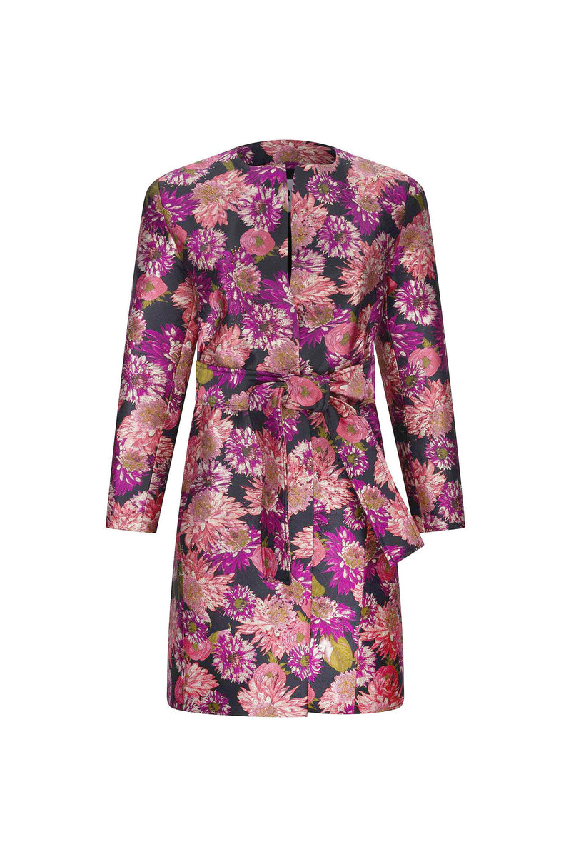 'PINK WISH JACQUARD' VIENNA COLLARLESS COAT - - Libertine