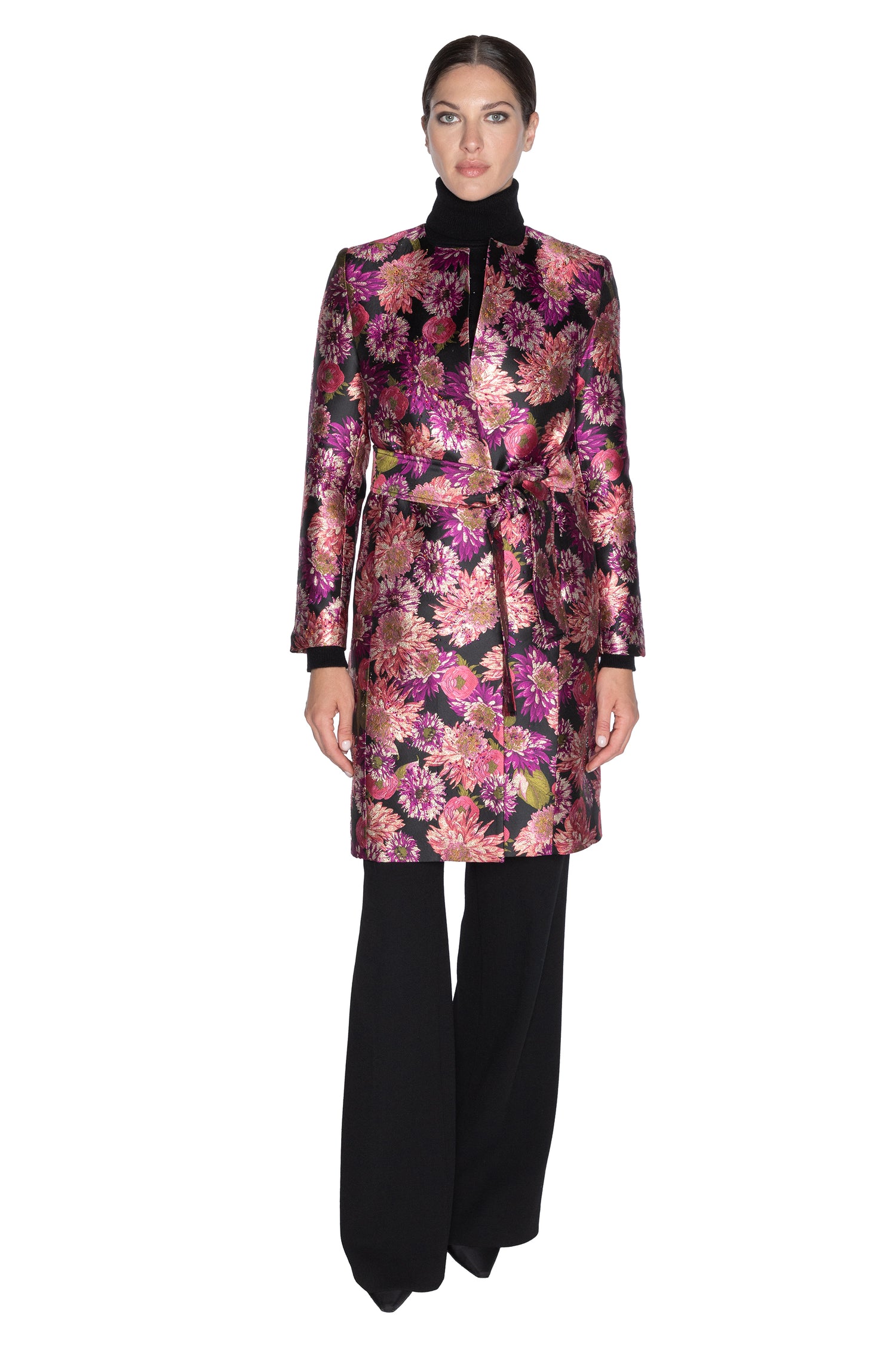 'PINK WISH JACQUARD' VIENNA COLLARLESS COAT -  - Libertine