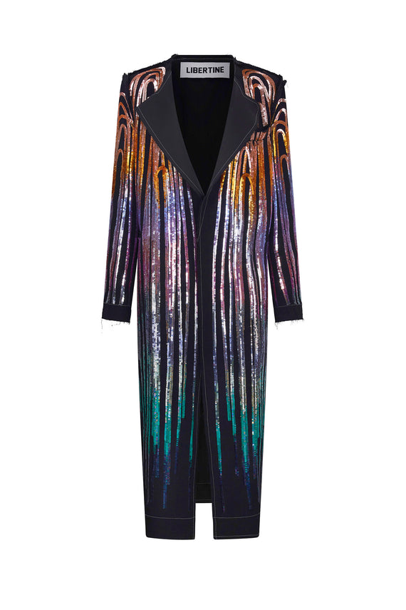 'NEPTUNES GARDEN' DECONSTRUCTED MIDI DOUBLE BREASTED COAT - - Libertine - Main image