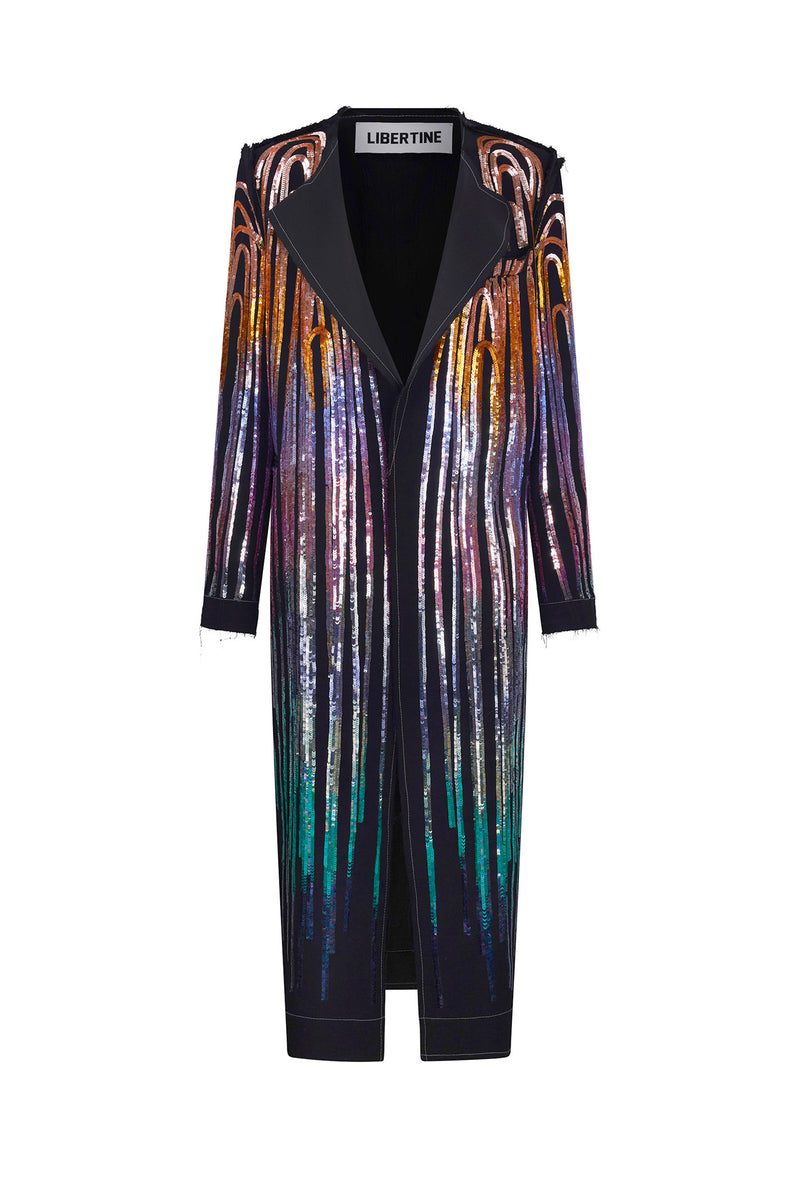 'NEPTUNES GARDEN' DECONSTRUCTED MIDI DOUBLE BREASTED COAT - - Libertine