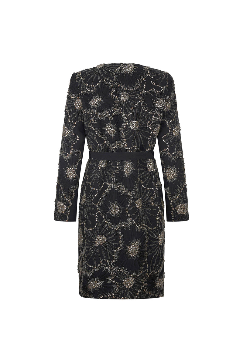 'GOTHIC BLOOM' BELTED COLLARLESS COAT - - Libertine