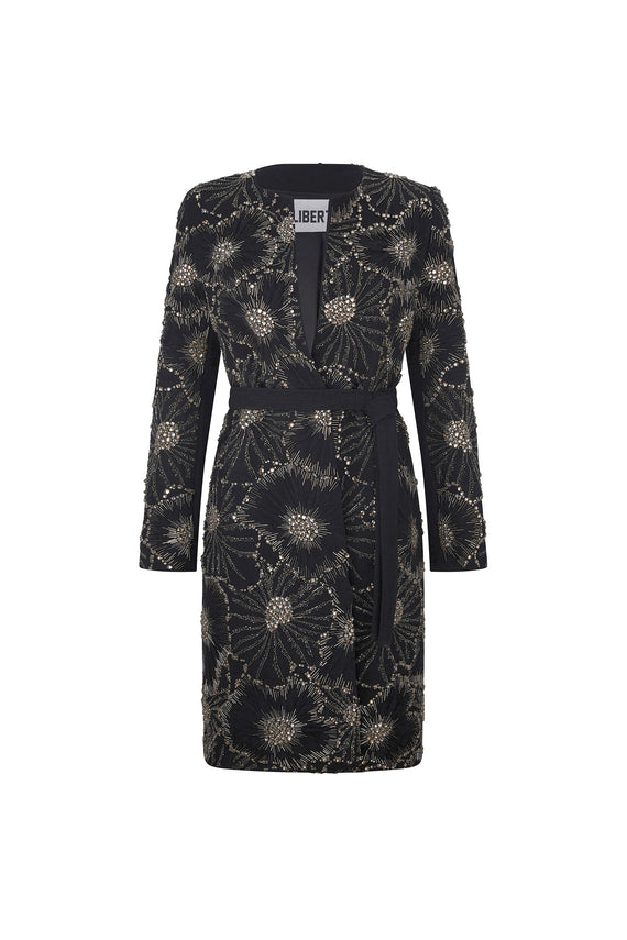 'GOTHIC BLOOM' BELTED COLLARLESS COAT - - Libertine - Main image