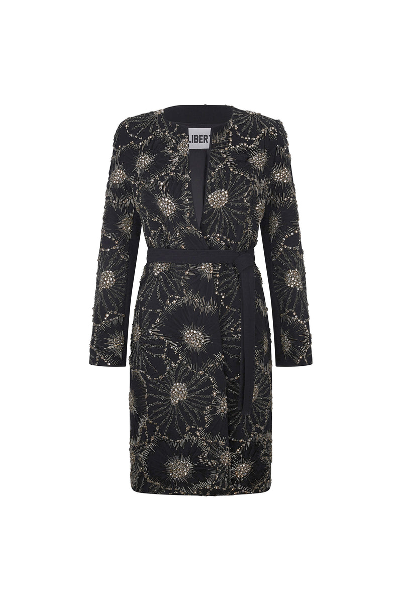 'GOTHIC BLOOM' BELTED COLLARLESS COAT - - Libertine