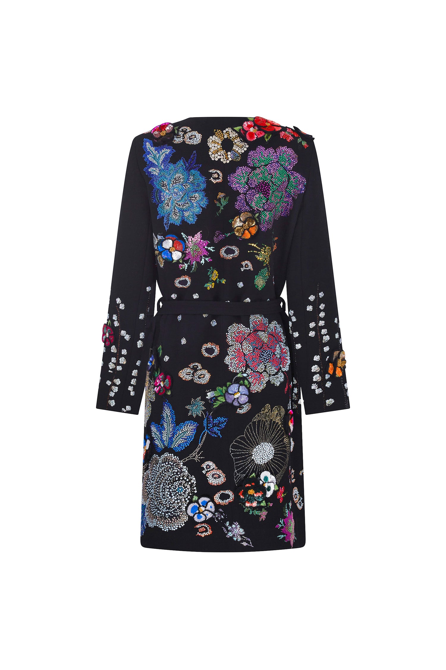 'LUXE BOUQUET' BELTED COLLARLESS COAT - - Libertine