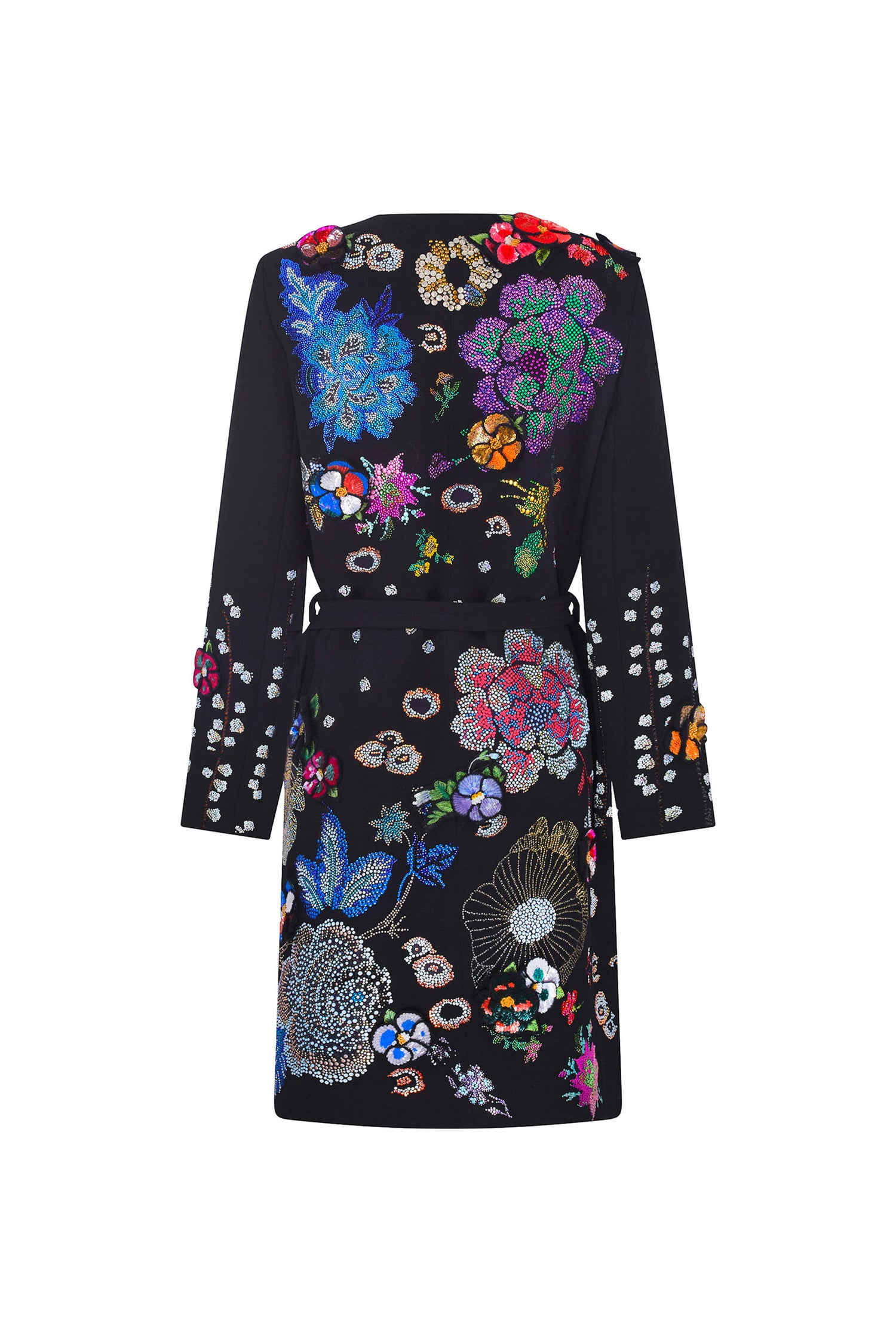 'LUXE BOUQUET' BELTED COLLARLESS COAT - - Libertine