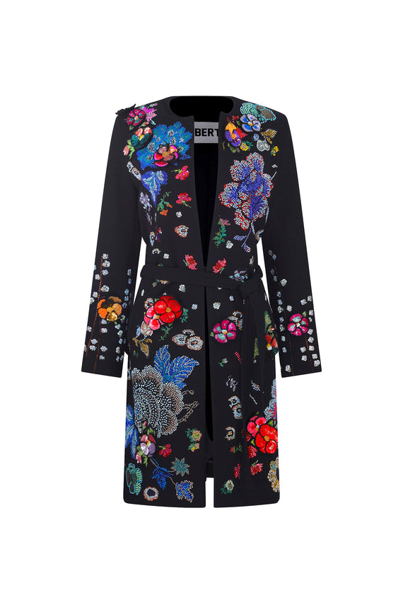 'LUXE BOUQUET' BELTED COLLARLESS COAT - - Libertine - Main image