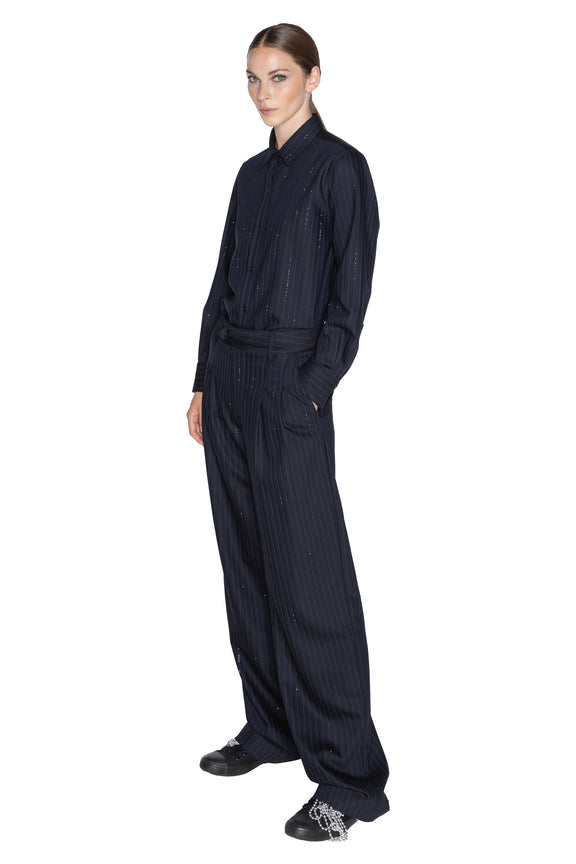 'CRYSTAL PINSTRIPE' BAGGY TROUSER -  - Libertine